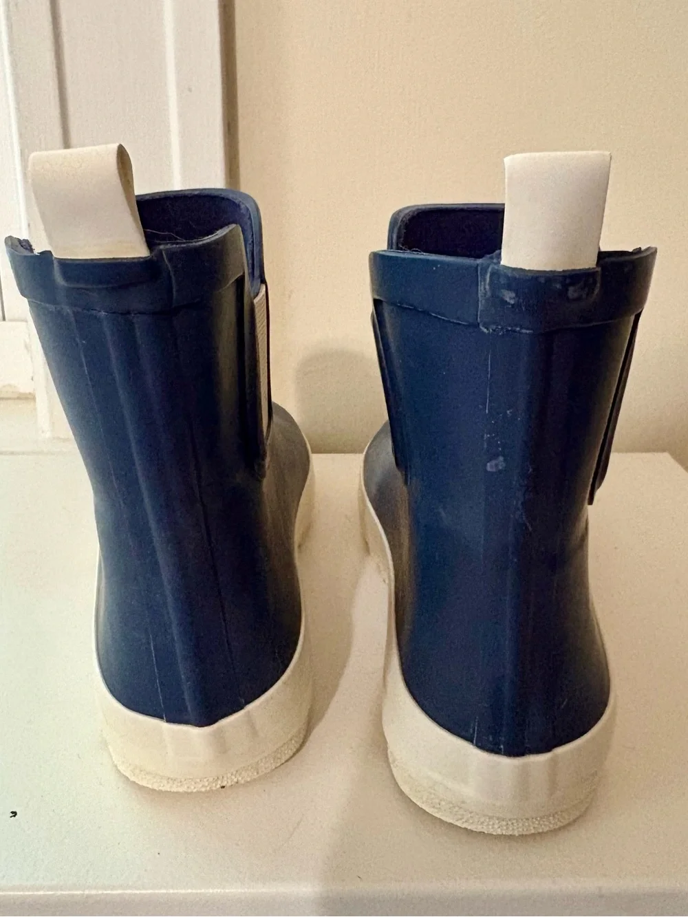 Janie and Jack Navy Chelsea Rain Boots with Cream Sole